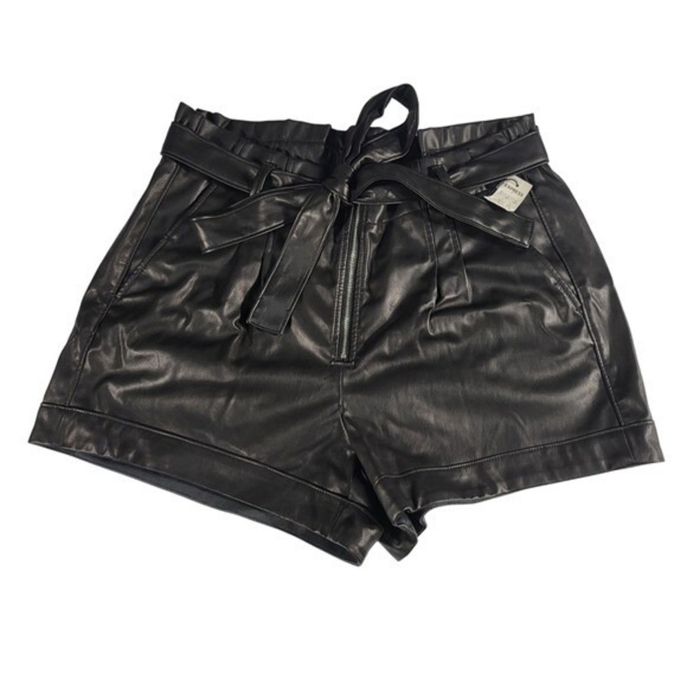 Express High Waist Black Faux Leather Shorts